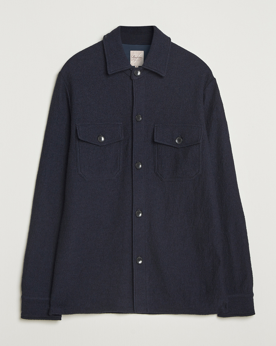 Herr | Skjortor | Stenströms | Felted Wool Overshirt Navy
