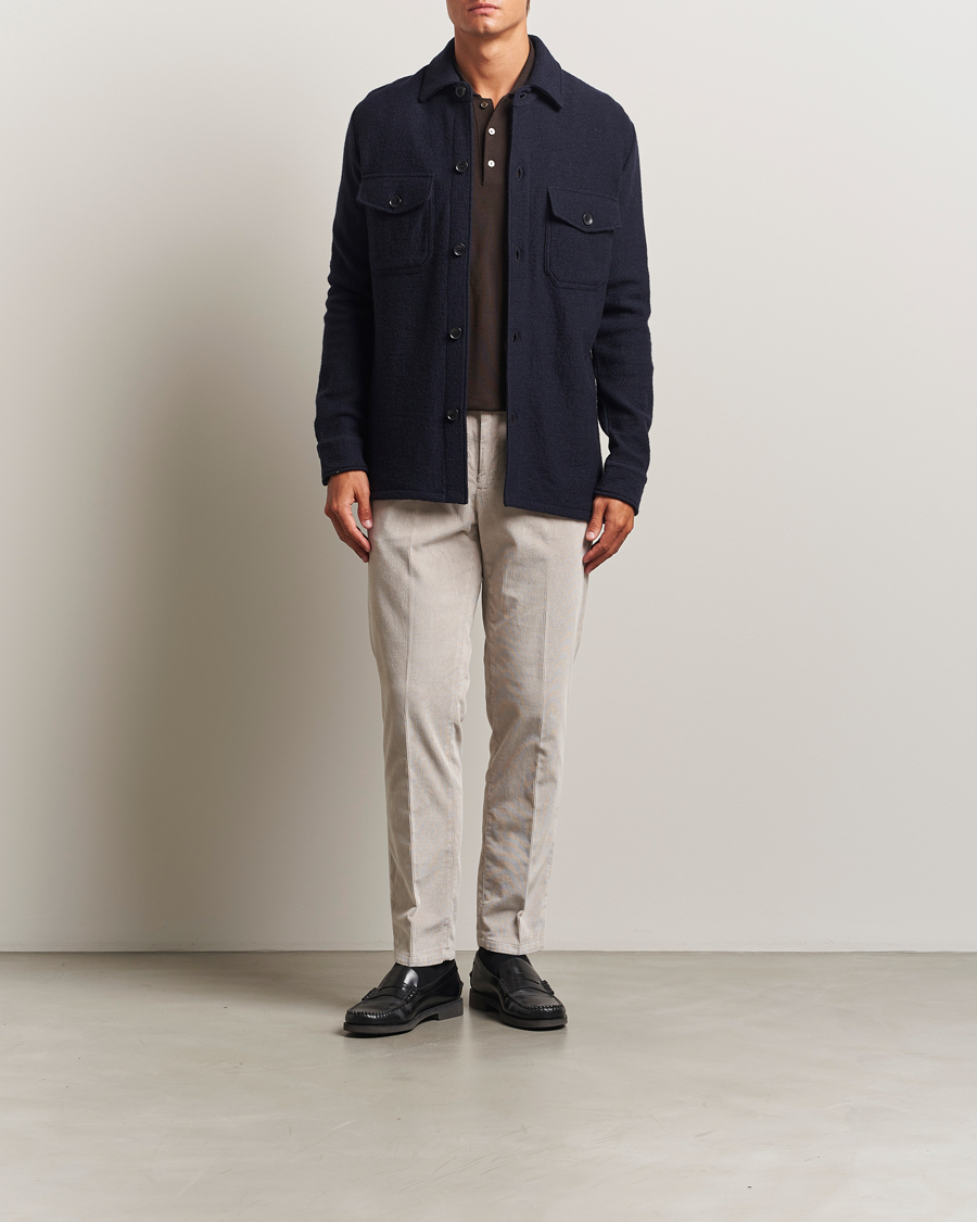 Herr | Skjortor | Stenströms | Felted Wool Overshirt Navy