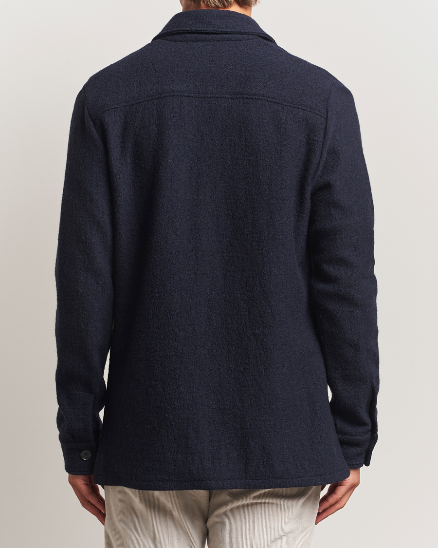 Herr | Skjortor | Stenströms | Felted Wool Overshirt Navy
