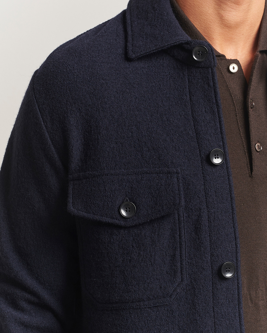 Herr | Skjortor | Stenströms | Felted Wool Overshirt Navy