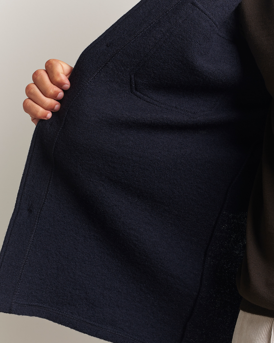 Herr | Skjortor | Stenströms | Felted Wool Overshirt Navy