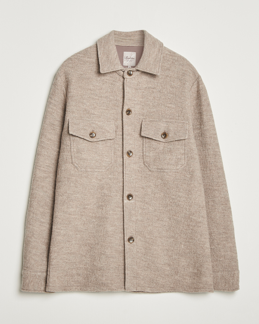 Herr | Skjortor | Stenströms | Felted Wool Overshirt Beige