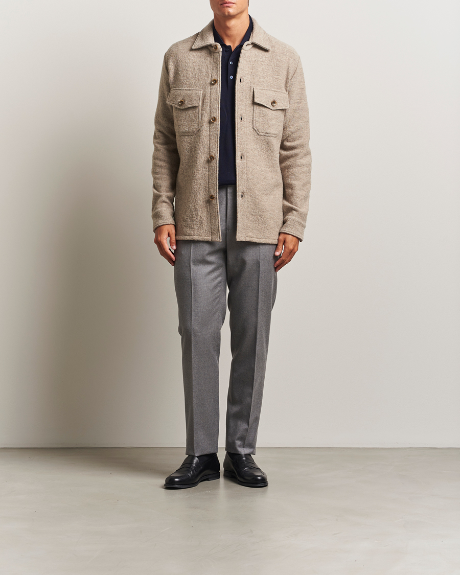 Herr | Skjortor | Stenströms | Felted Wool Overshirt Beige