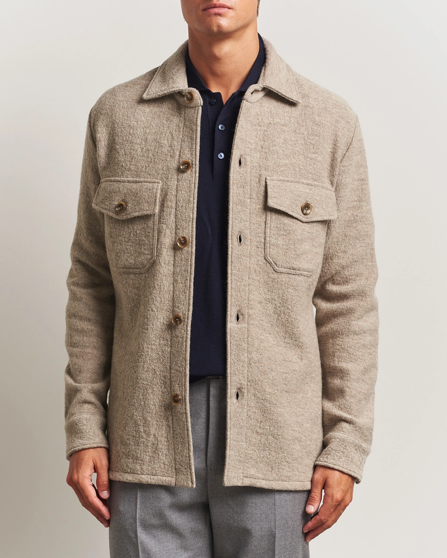Herr | Skjortor | Stenströms | Felted Wool Overshirt Beige