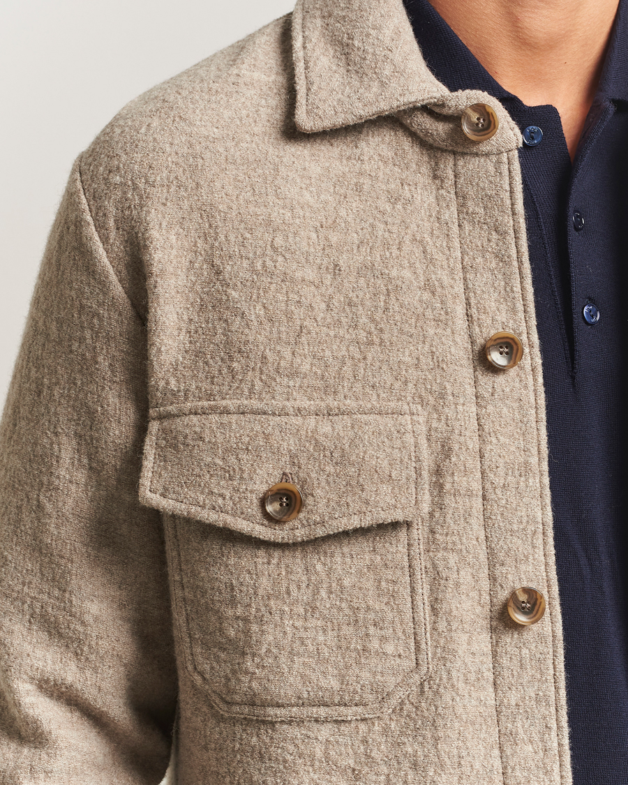 Herr | Skjortor | Stenströms | Felted Wool Overshirt Beige