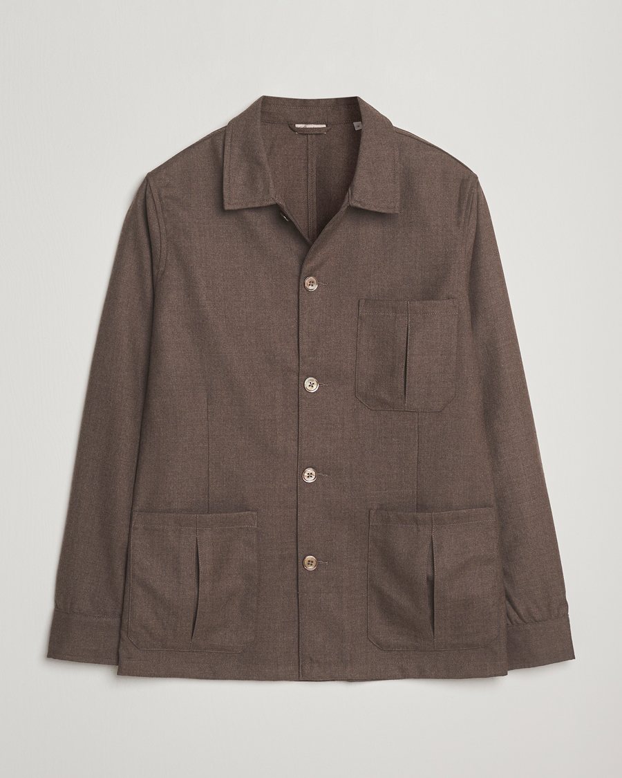 Herr | Skjortor | Stenströms | Wool Overshirt Brown