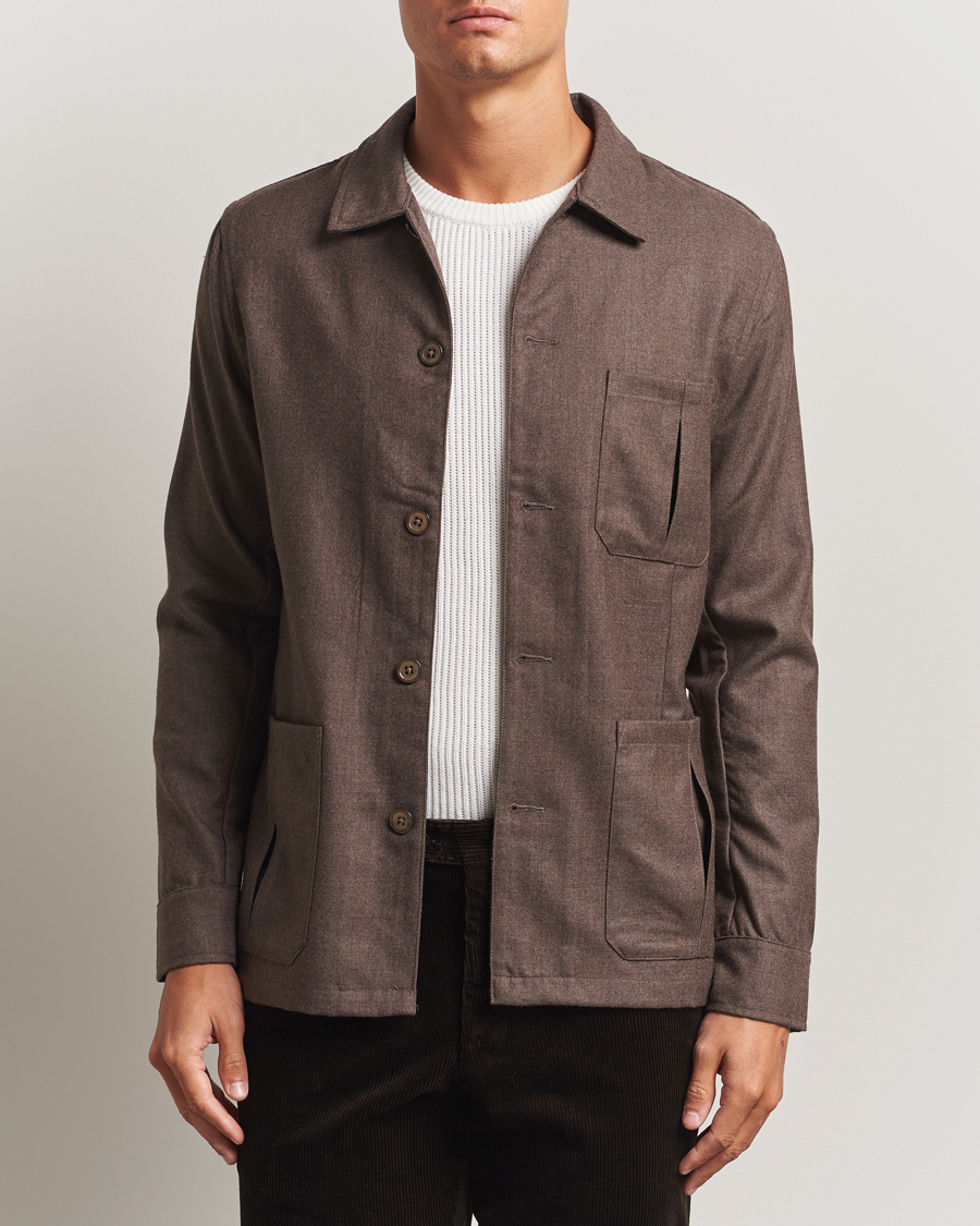 Herr | Skjortor | Stenströms | Wool Overshirt Brown