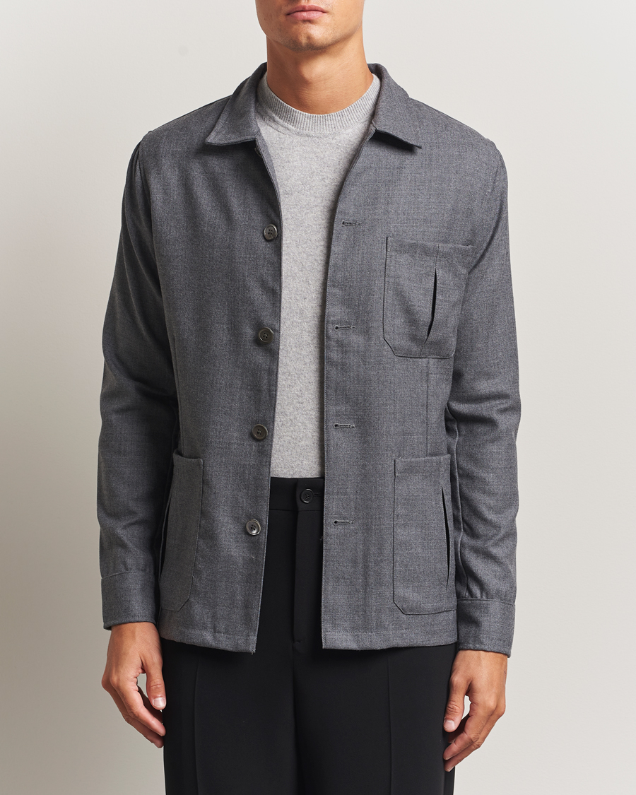 Herr | Skjortor | Stenströms | Wool Overshirt Grey