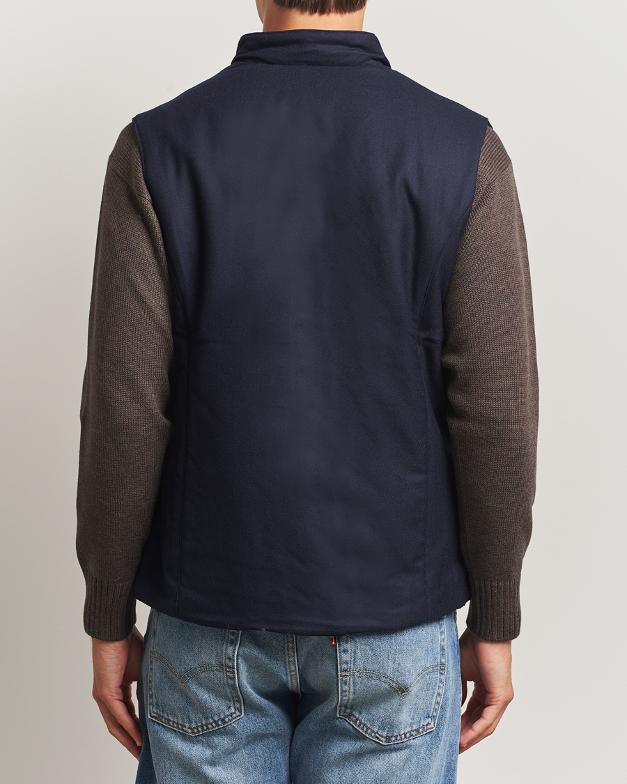 Herr | Västar | Stenströms | Wool Alcantara Detail Light Padded Vest Navy
