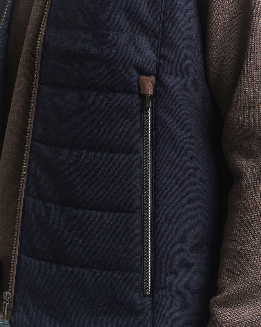 Herr | Västar | Stenströms | Wool Alcantara Detail Light Padded Vest Navy