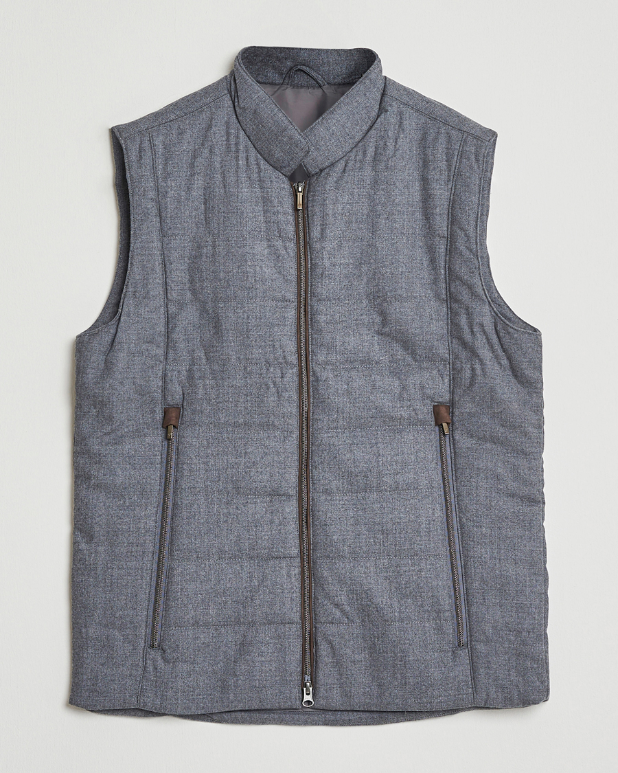 Herr | Västar | Stenströms | Wool Alcantara Detail Light Padded Vest Grey