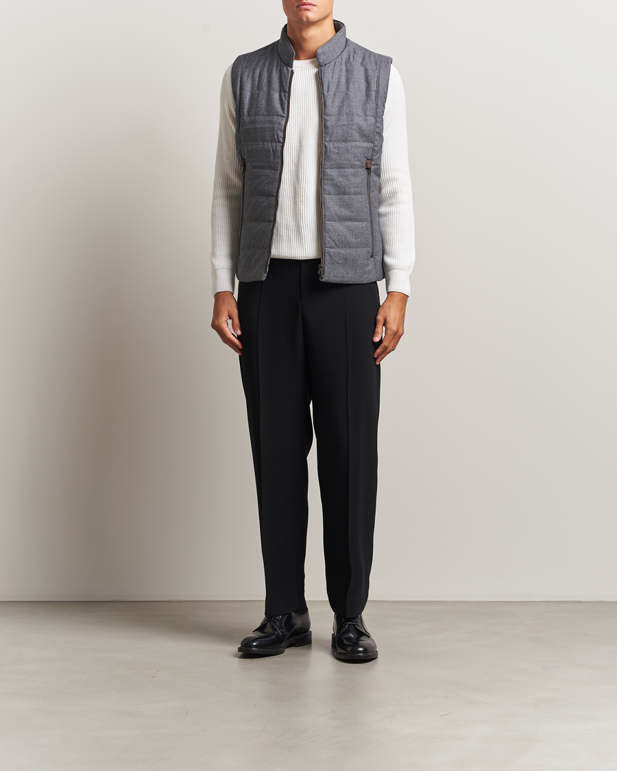 Herr | Västar | Stenströms | Wool Alcantara Detail Light Padded Vest Grey