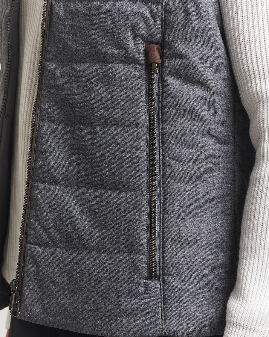 Herr | Västar | Stenströms | Wool Alcantara Detail Light Padded Vest Grey