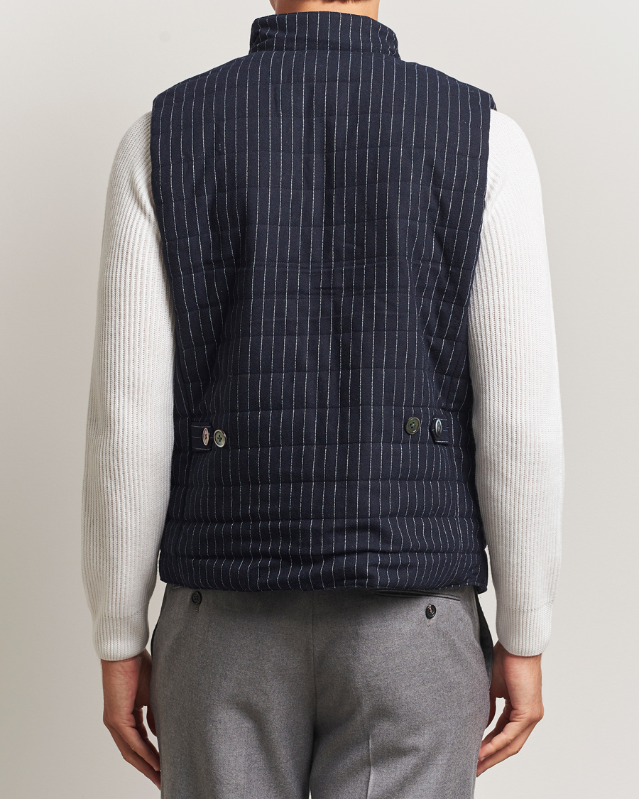 Herr | Västar | Stenströms | Wool Pinstripe Padded Vest Blue