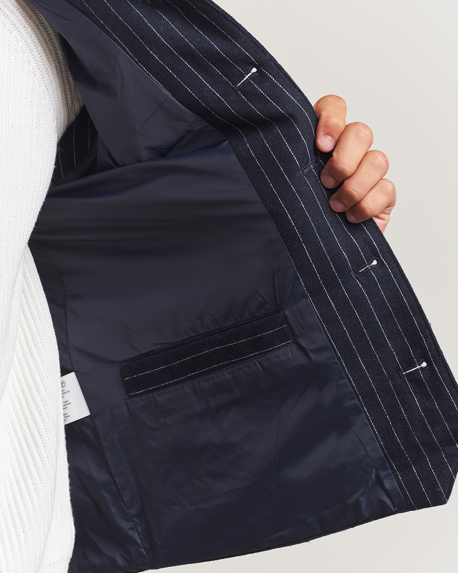 Herr | Västar | Stenströms | Wool Pinstripe Padded Vest Blue