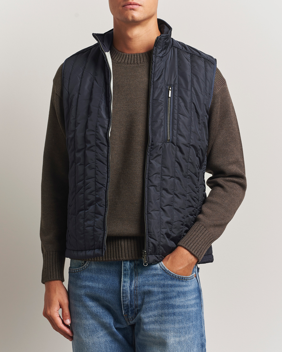 Herr | Västar | Stenströms | Nylon Quilted Light Padded Vest Navy