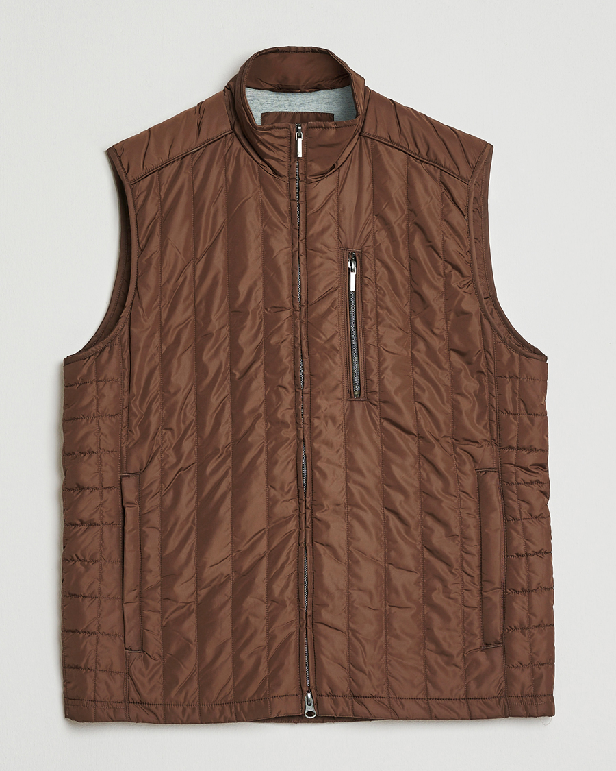 Herr | Västar | Stenströms | Nylon Quilted Light Padded Vest Brown