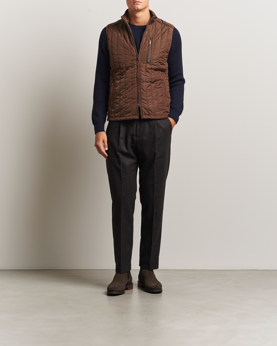 Herr | Västar | Stenströms | Nylon Quilted Light Padded Vest Brown