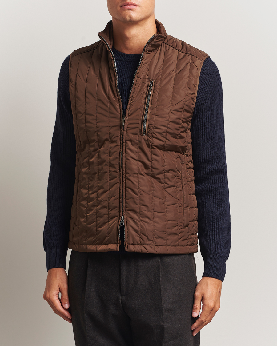 Herr | Västar | Stenströms | Nylon Quilted Light Padded Vest Brown
