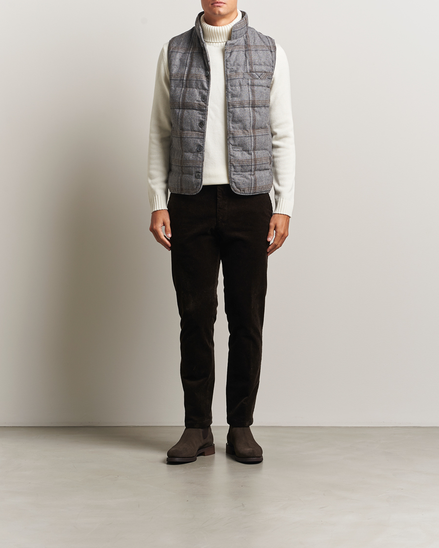 Herr | Västar | Stenströms | Check Wool Padded Vest Grey