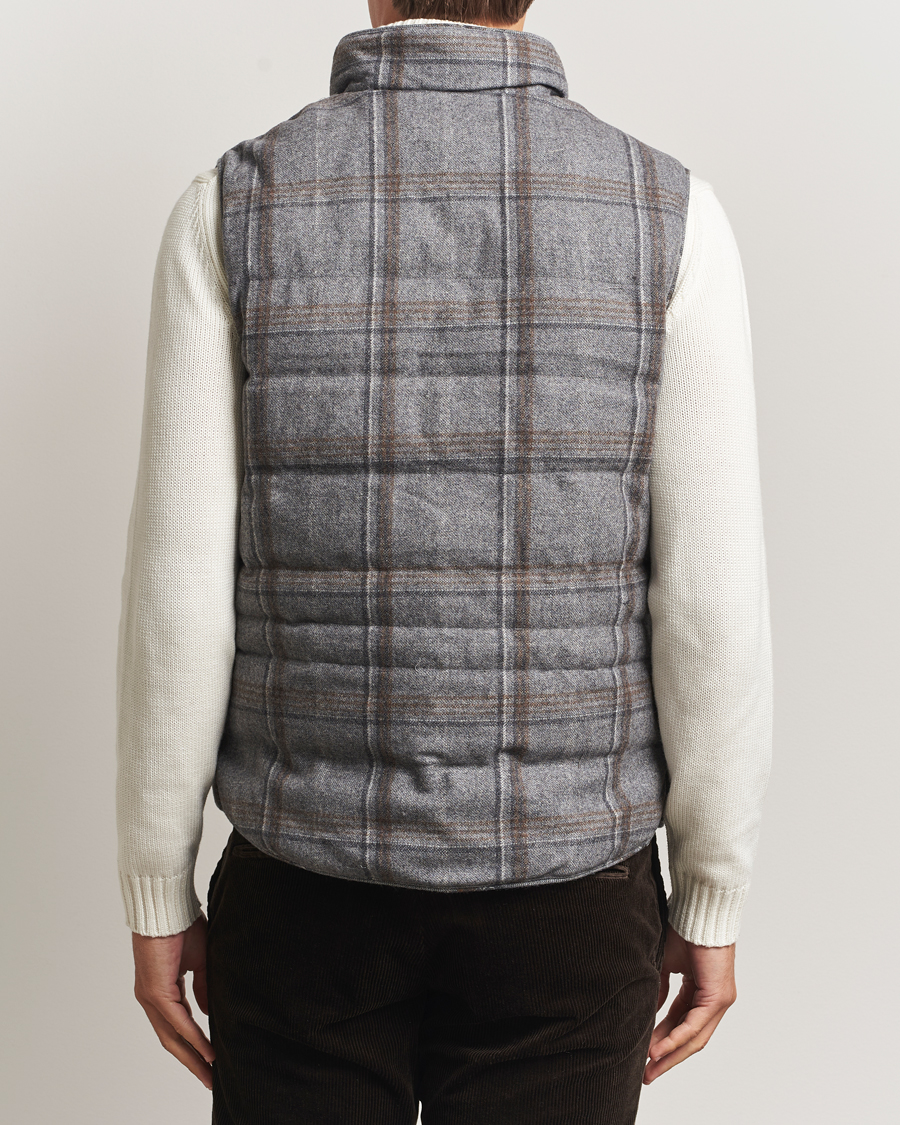 Herr | Västar | Stenströms | Check Wool Padded Vest Grey
