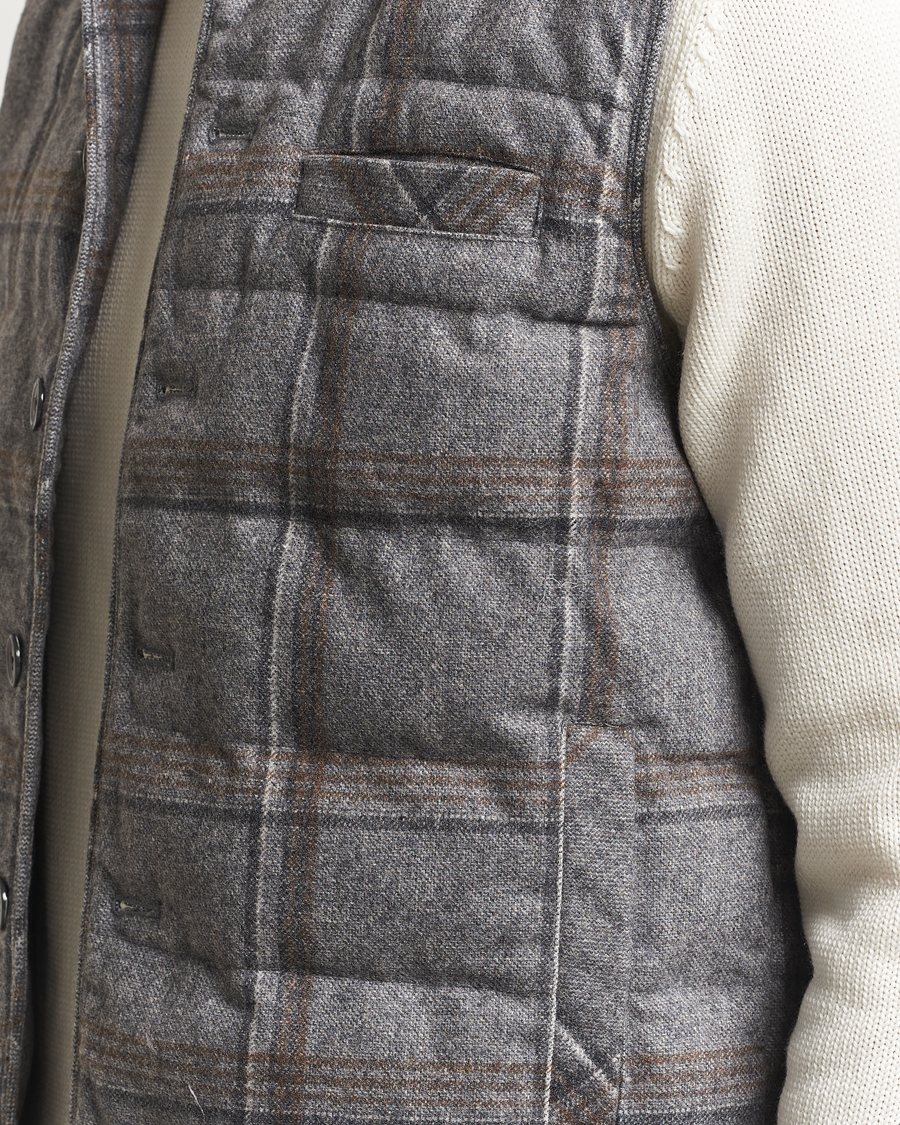 Herr | Västar | Stenströms | Check Wool Padded Vest Grey