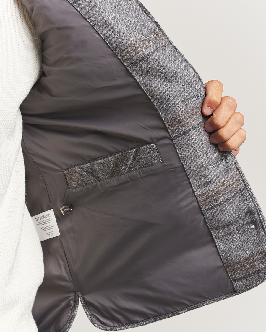Herr | Västar | Stenströms | Check Wool Padded Vest Grey