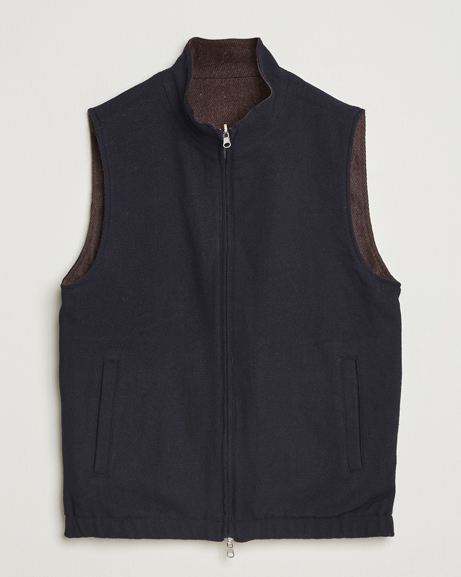 Herr | Västar | Stenströms | Reversible Wool Vest Navy