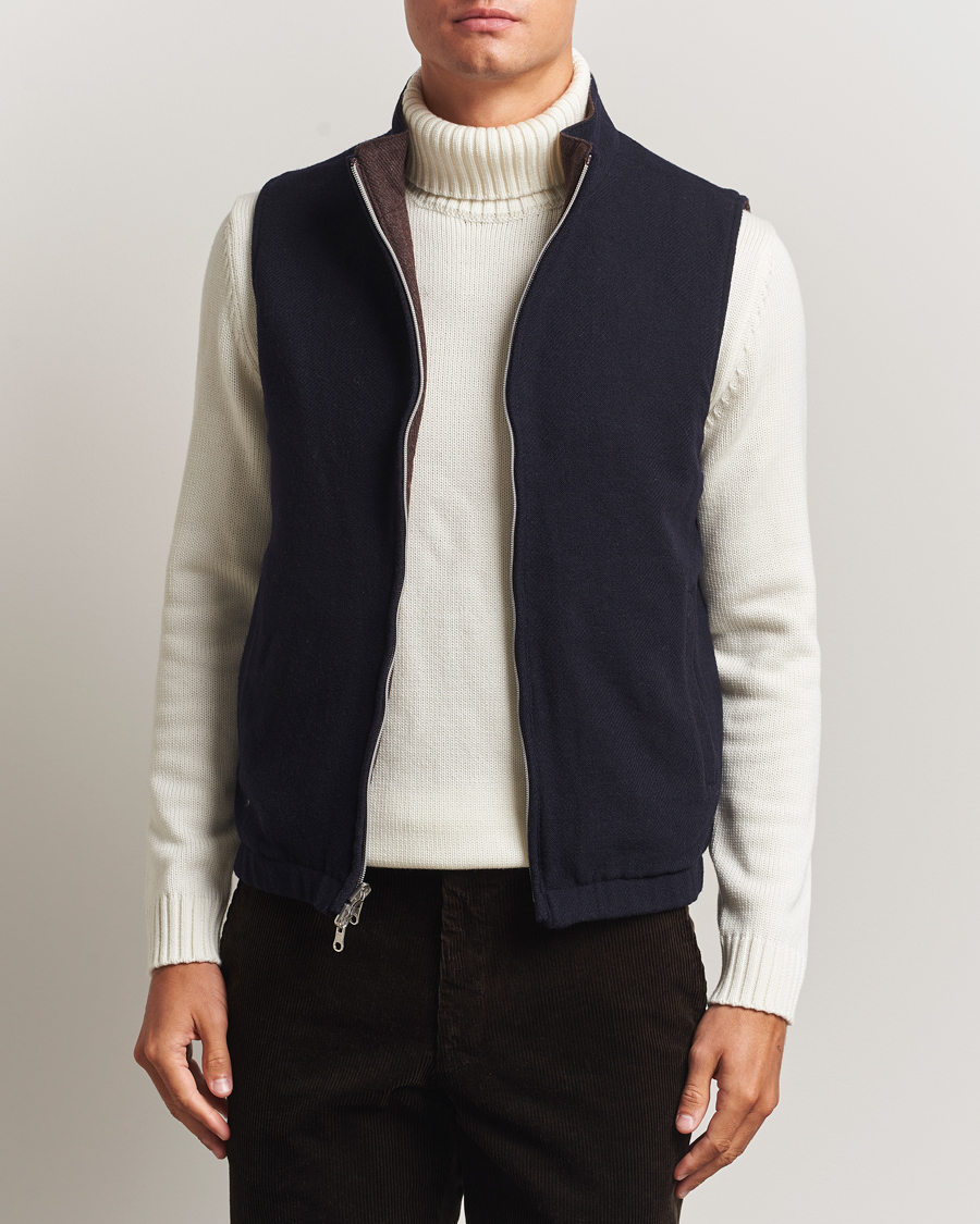 Herr | Jackor | Stenströms | Reversible Wool Vest Navy