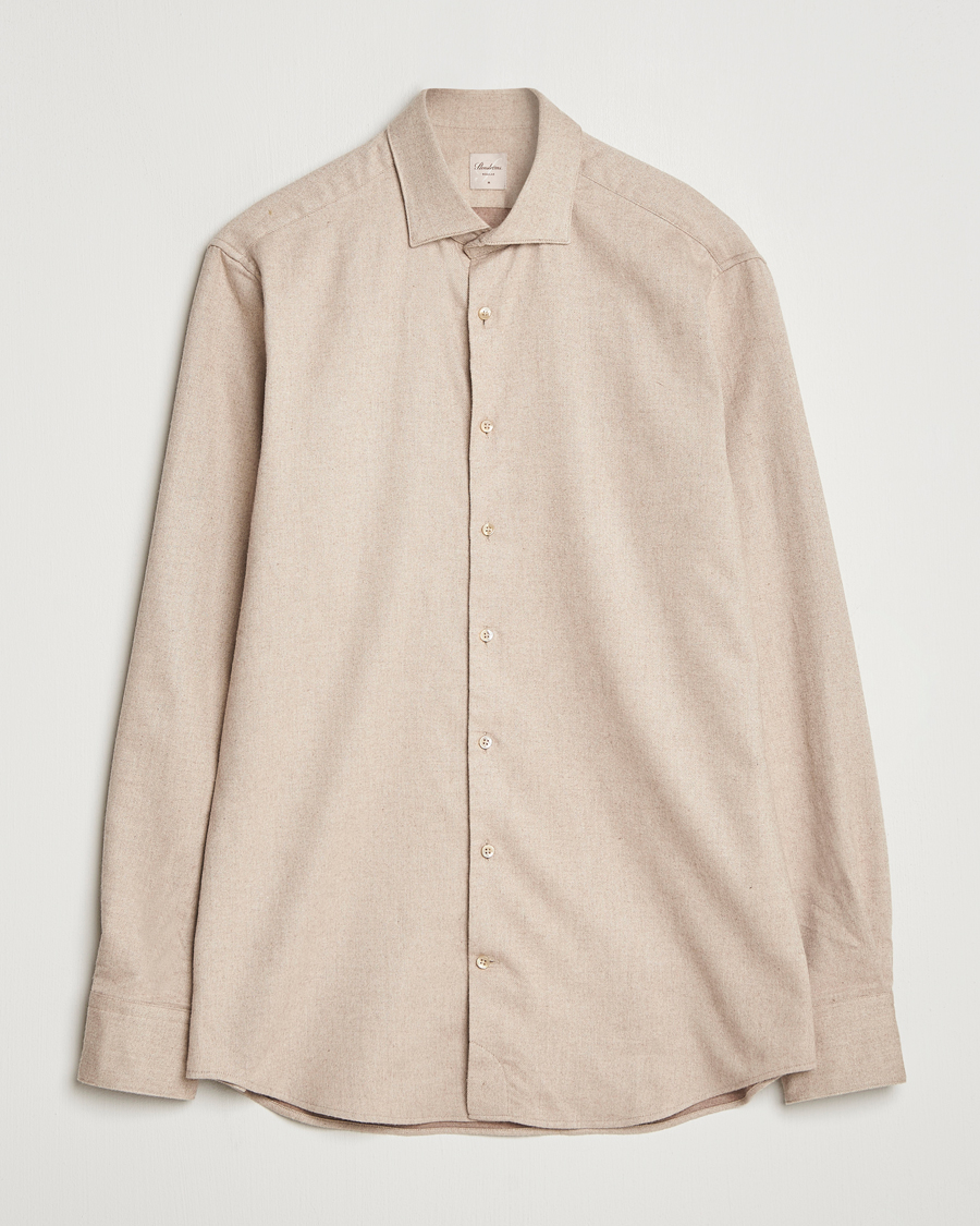 Herr | Skjortor | Stenströms | Regular Fit Cut Away Flannel Shirt Beige