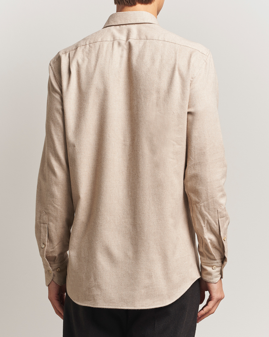 Herr | Skjortor | Stenströms | Regular Fit Cut Away Flannel Shirt Beige