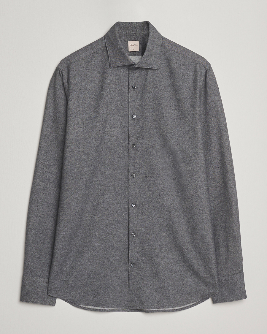 Herr | Skjortor | Stenströms | Regular Fit Cut Away Flannel Shirt Grey