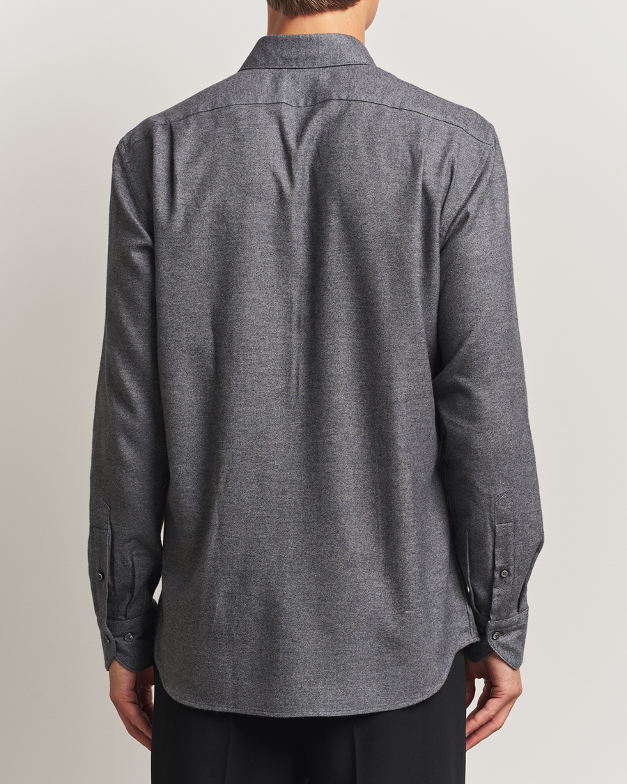 Herr | Skjortor | Stenströms | Regular Fit Cut Away Flannel Shirt Grey
