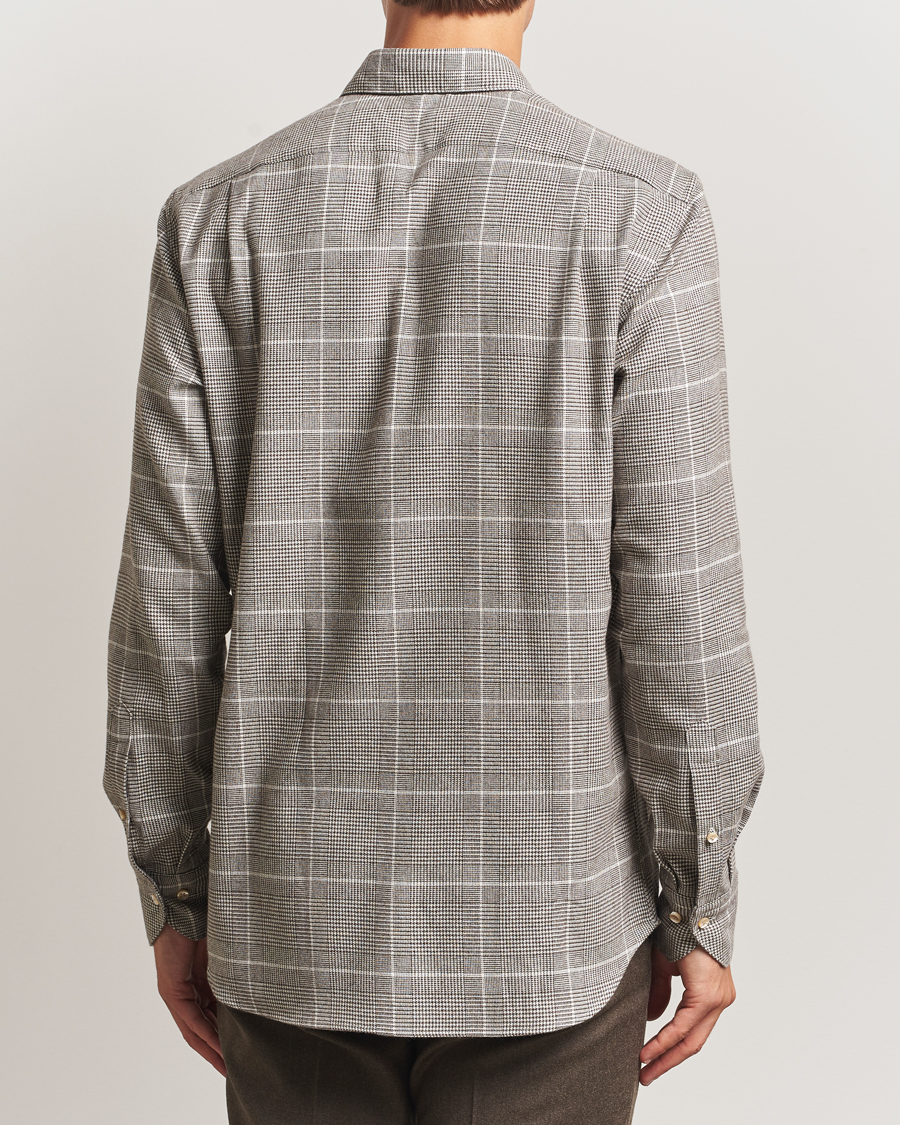 Herr | Skjortor | Stenströms | Regular Fit Glencheck Flannel Shirt Brown