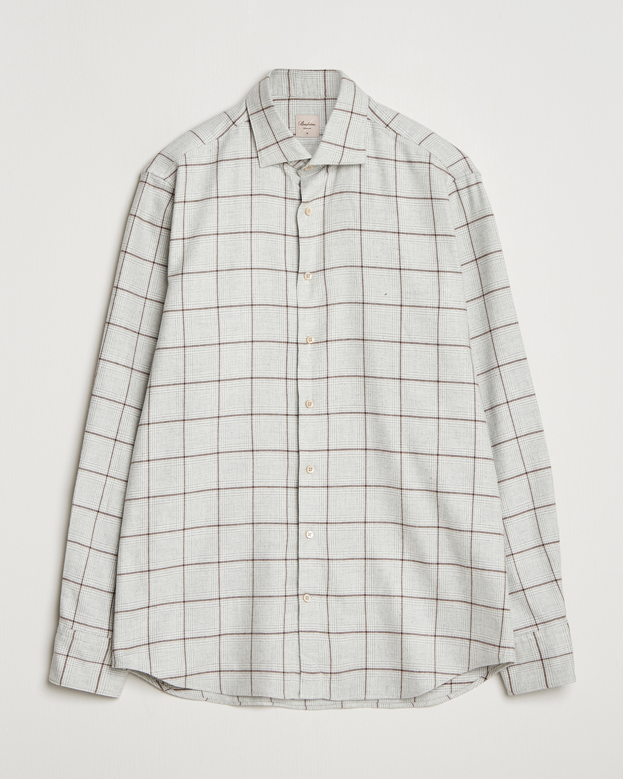 Herr | Skjortor | Stenströms | Regular Fit Overcheck Flannel Shirt Light Grey