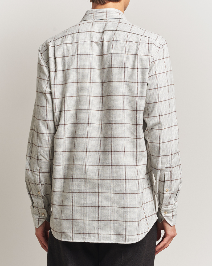 Herr | Skjortor | Stenströms | Regular Fit Overcheck Flannel Shirt Light Grey