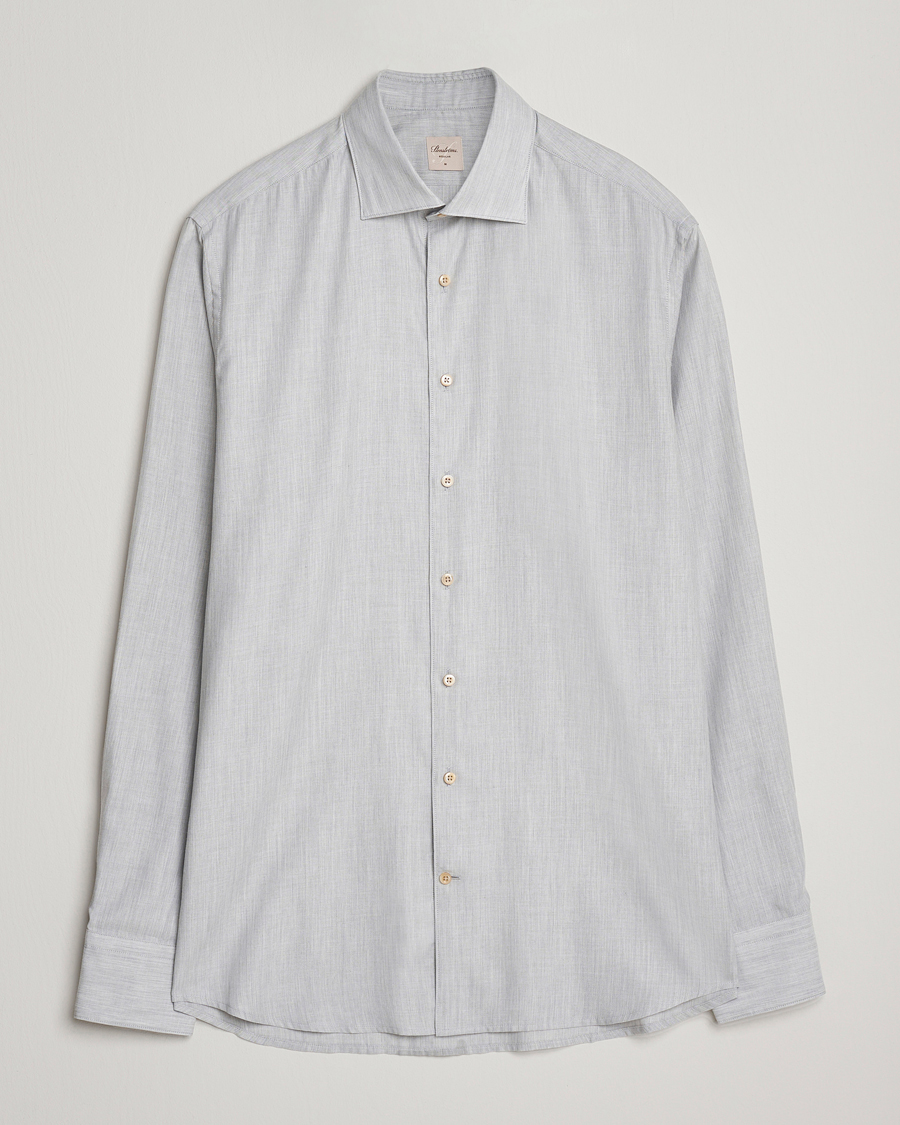 Herr | Skjortor | Stenströms | Regular Fit Brushed Mini Herringbone Shirt Grey