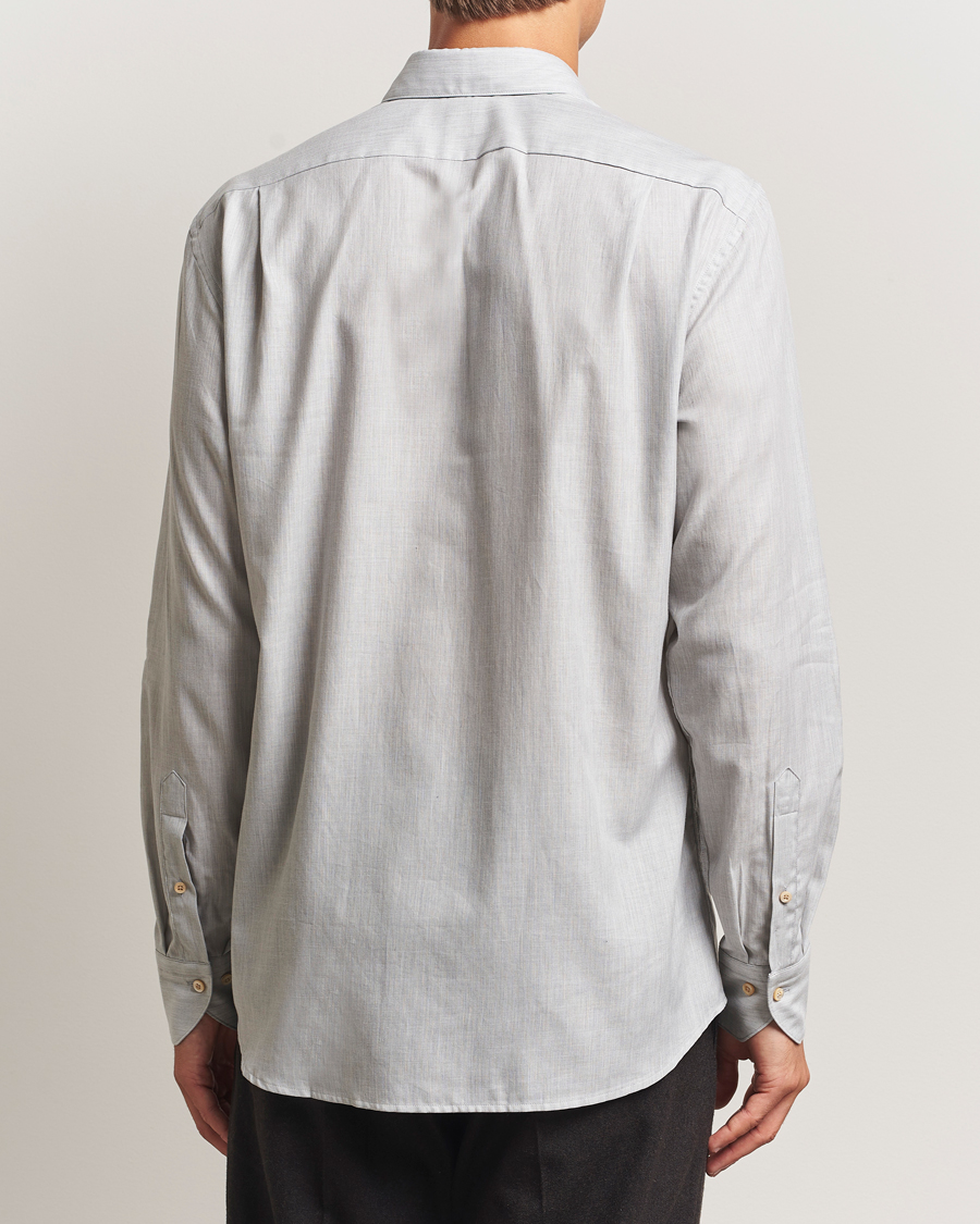Herr | Skjortor | Stenströms | Regular Fit Brushed Mini Herringbone Shirt Grey