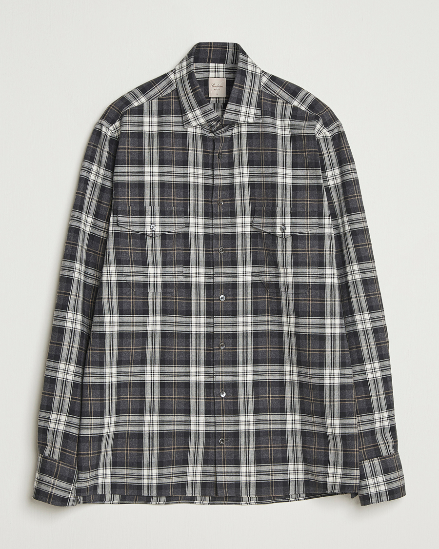 Herr | Skjortor | Stenströms | Regular Fit Checked Pocket Shirt Grey