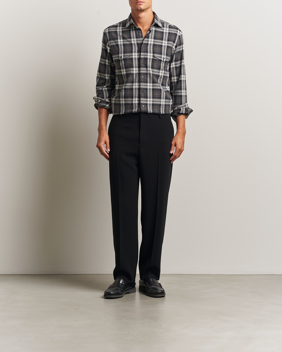 Herr | Skjortor | Stenströms | Regular Fit Checked Pocket Shirt Grey