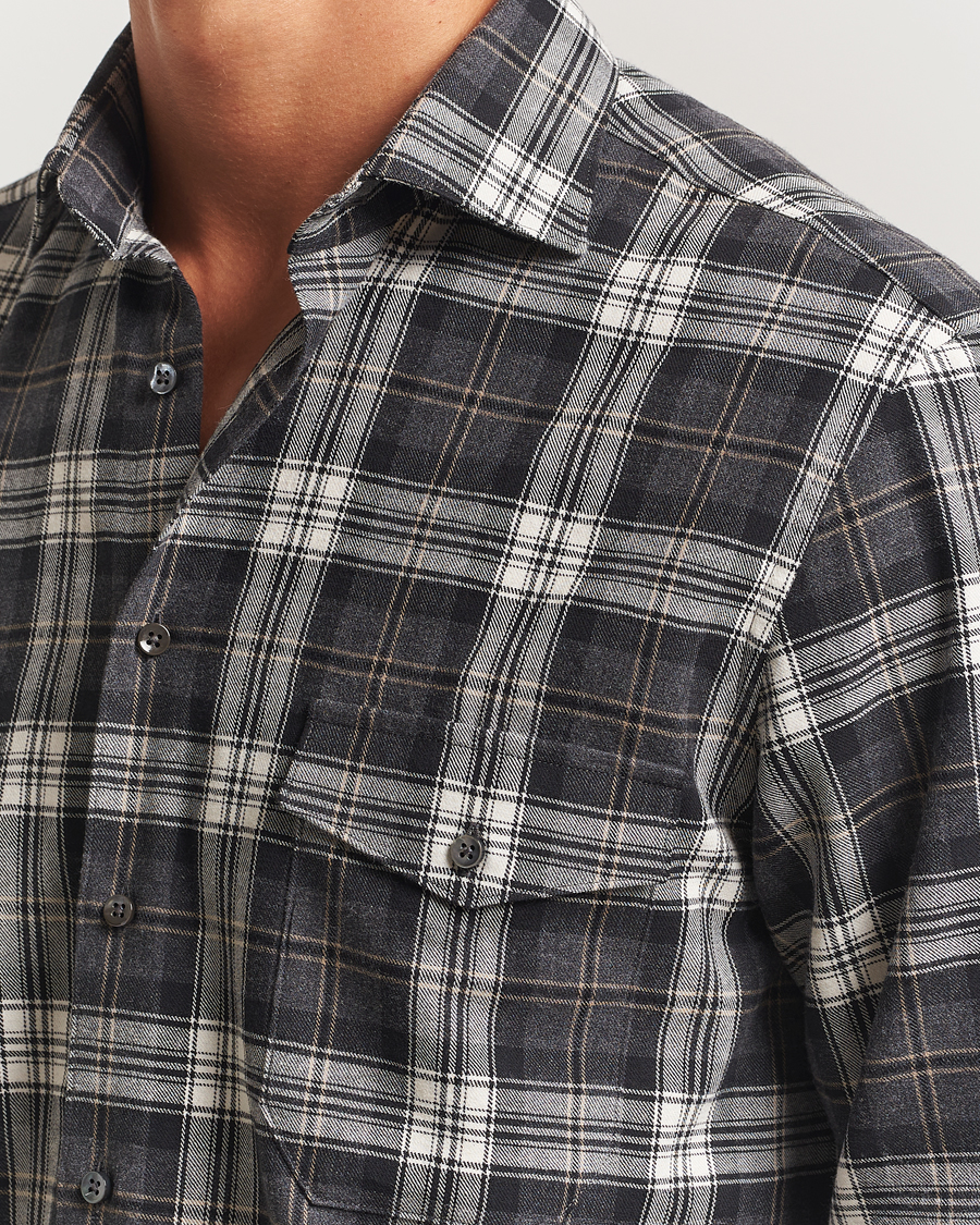 Herr | Skjortor | Stenströms | Regular Fit Checked Pocket Shirt Grey