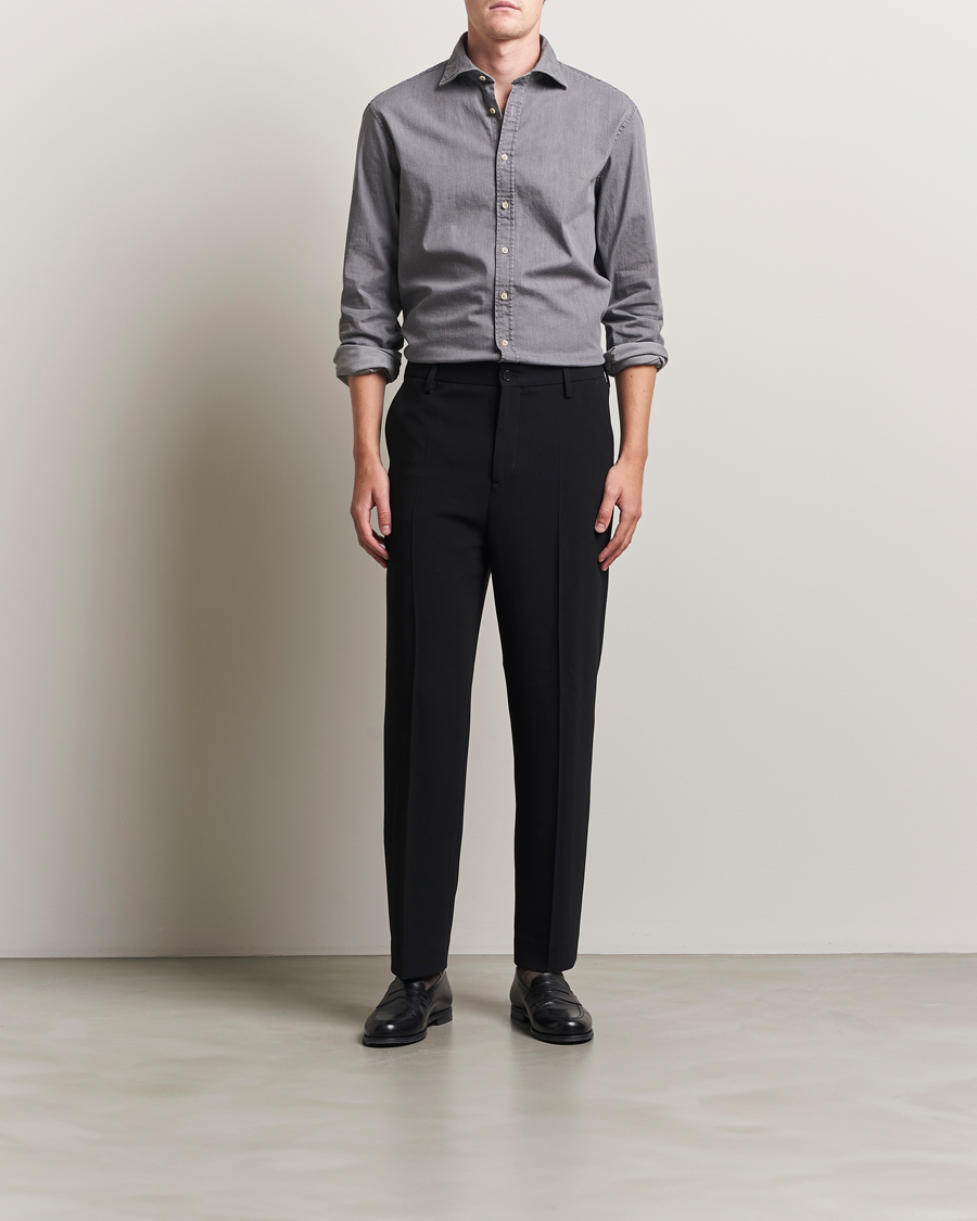 Herr | Skjortor | Stenströms | Regular Fit Garment Washed Denim Shirt Grey