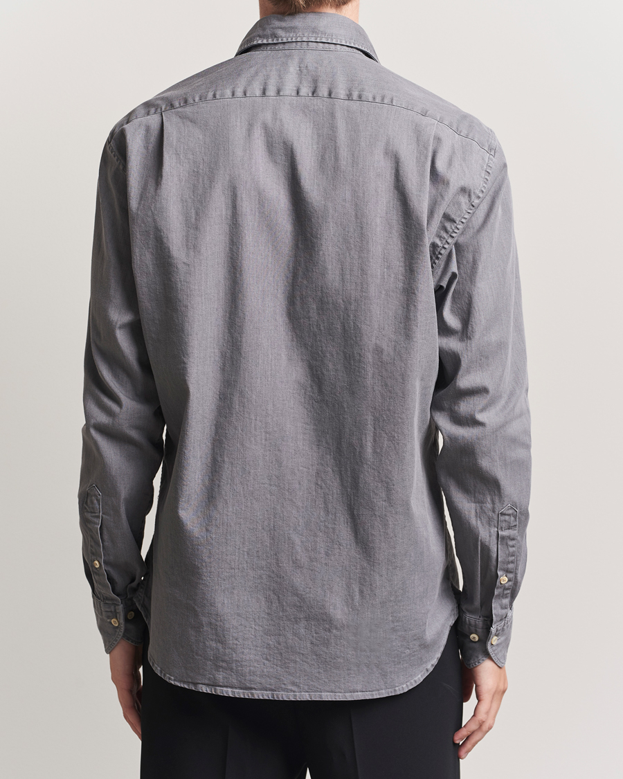 Herr | Skjortor | Stenströms | Regular Fit Garment Washed Denim Shirt Grey