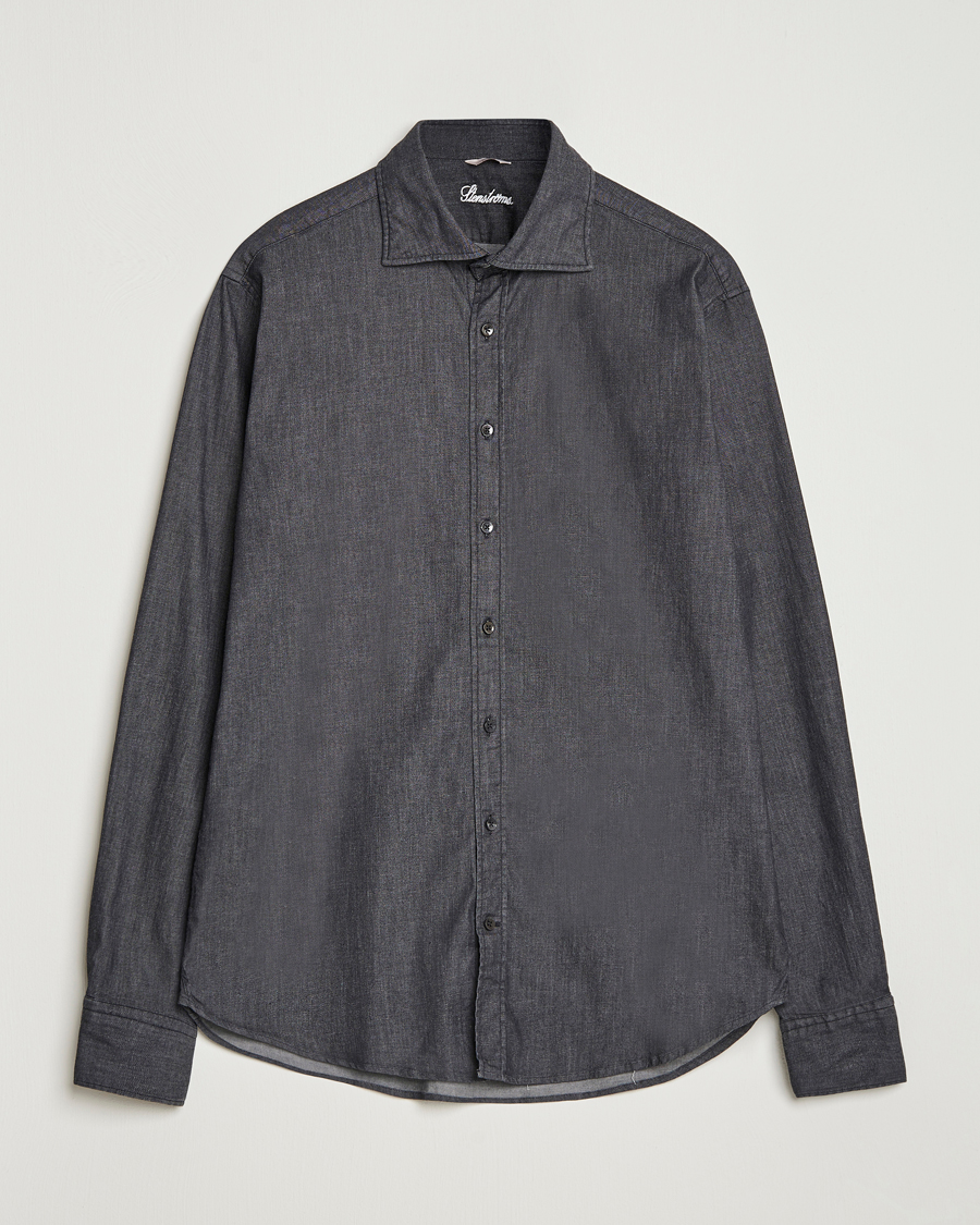 Herr | Skjortor | Stenströms | Regular Fit Garment Washed Denim Shirt Black