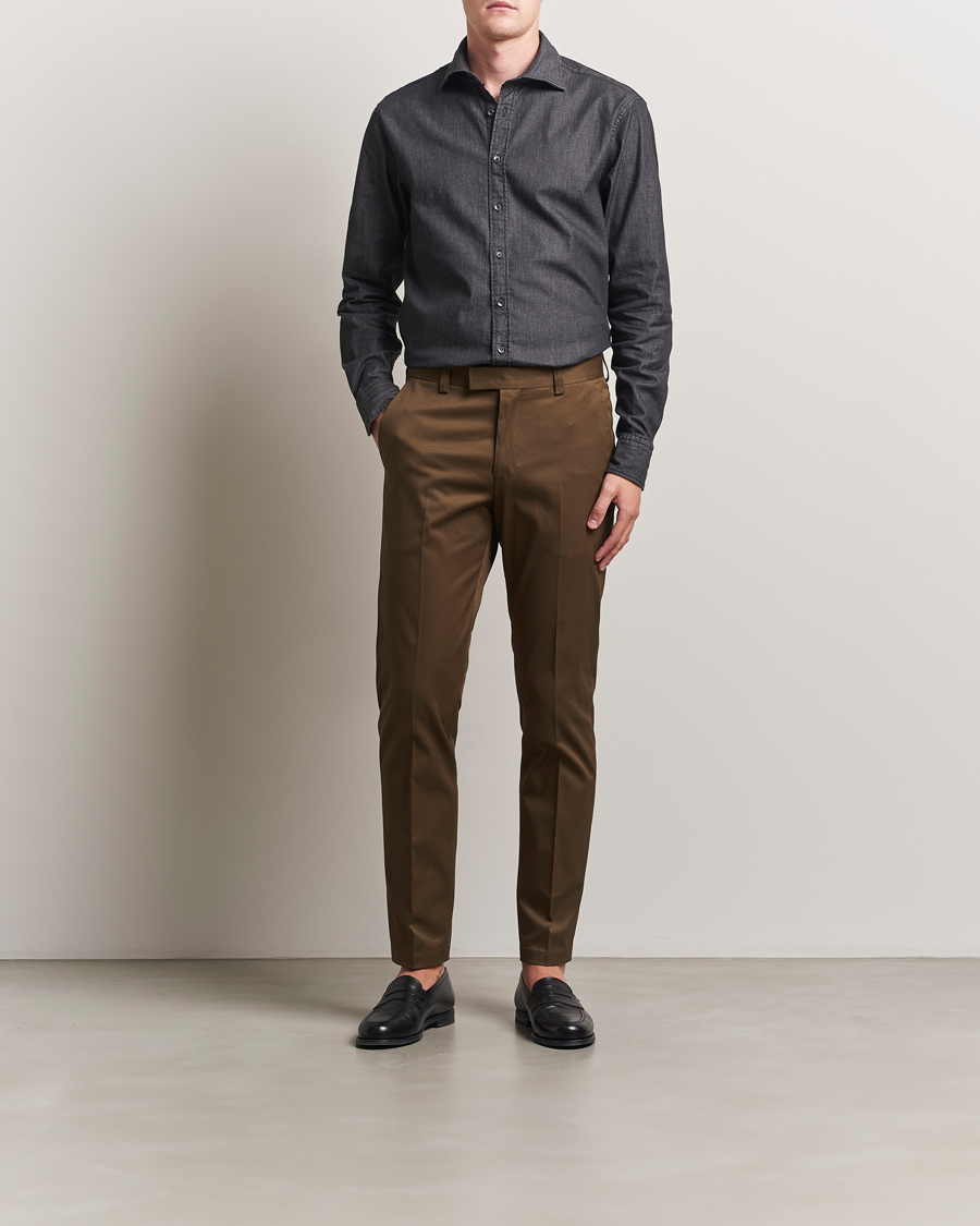 Herr | Skjortor | Stenströms | Regular Fit Garment Washed Denim Shirt Black