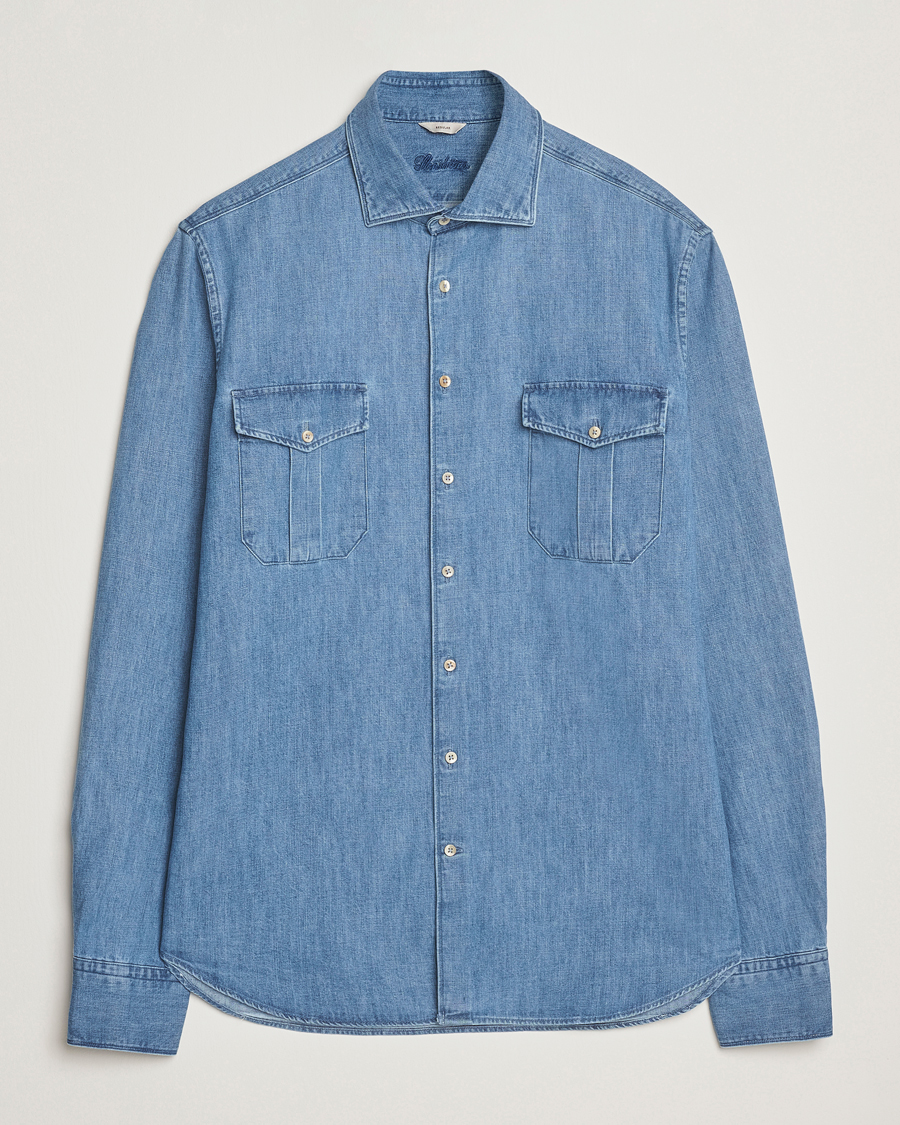 Herr | Skjortor | Stenströms | Regular Fit Pocket Denim Shirt Blue