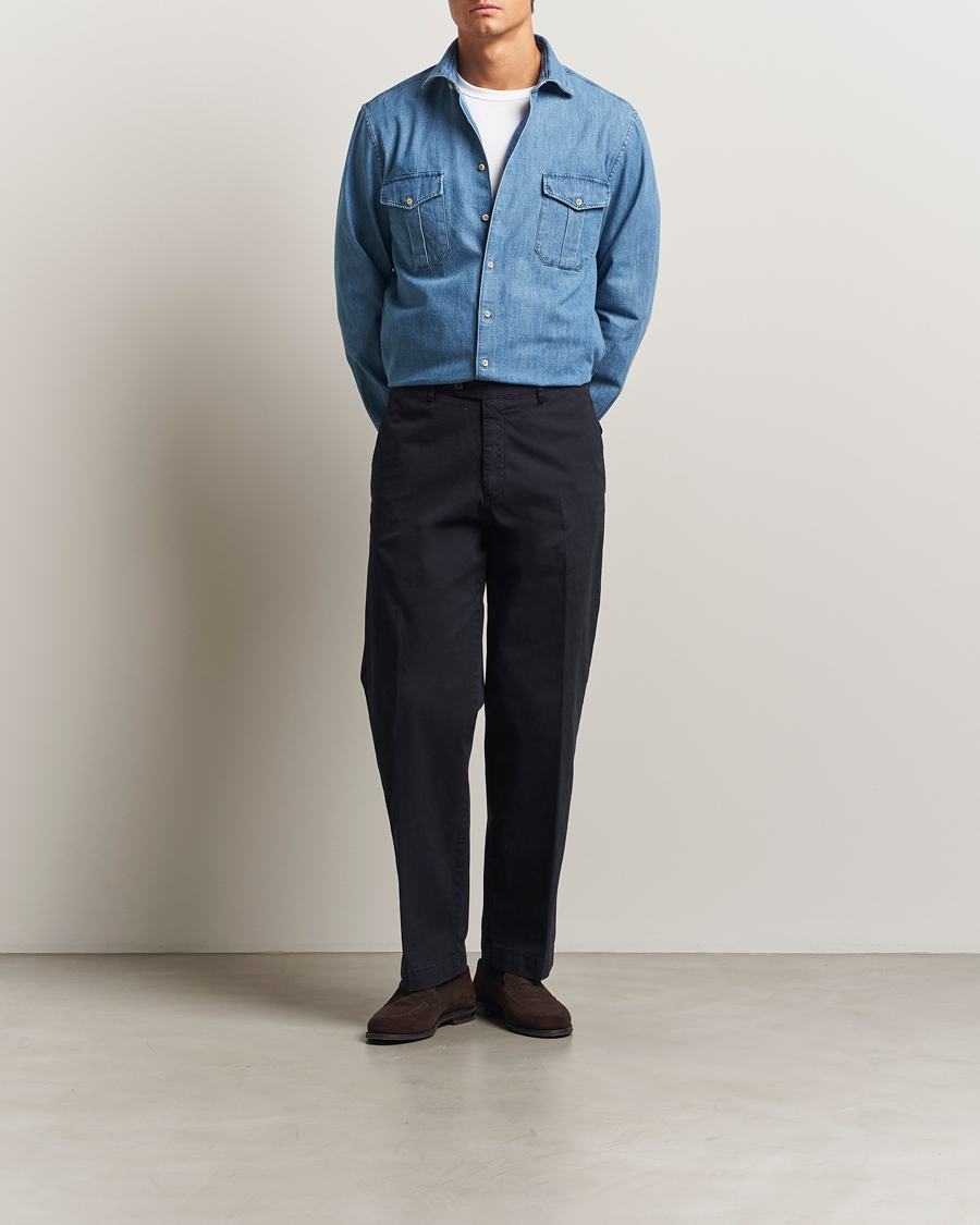 Herr | Skjortor | Stenströms | Regular Fit Pocket Denim Shirt Blue