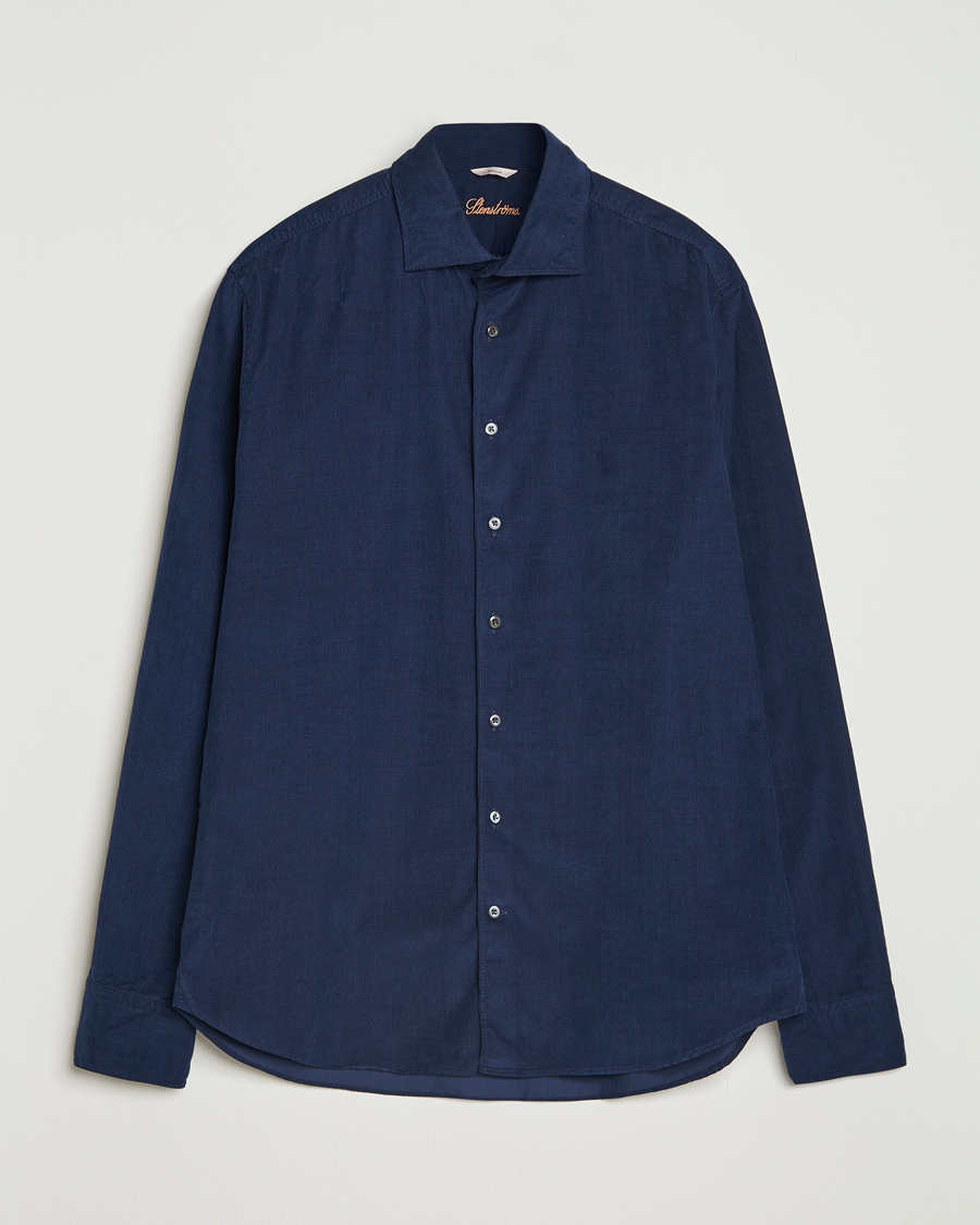 Herr | Skjortor | Stenströms | Regular Fit Cut Away Cord Shirt Navy