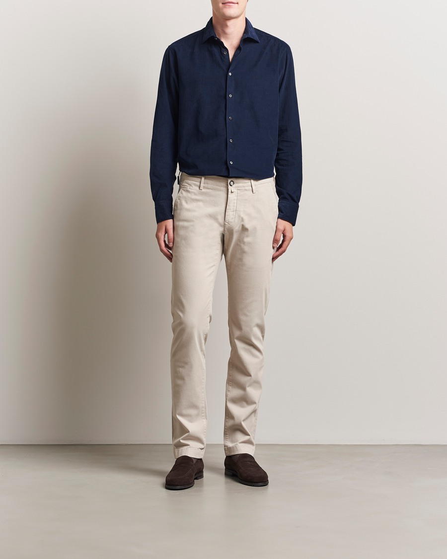 Herr | Skjortor | Stenströms | Regular Fit Cut Away Cord Shirt Navy