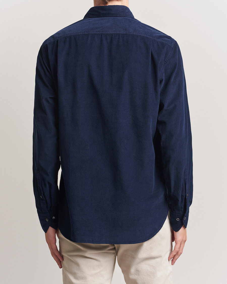 Herr | Skjortor | Stenströms | Regular Fit Cut Away Cord Shirt Navy